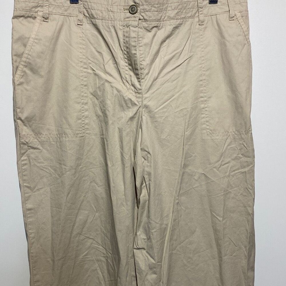 Talbots Khaki Crop Pants Womens 12 Cotton Cargo Utility Elastic Back Tan Tapered